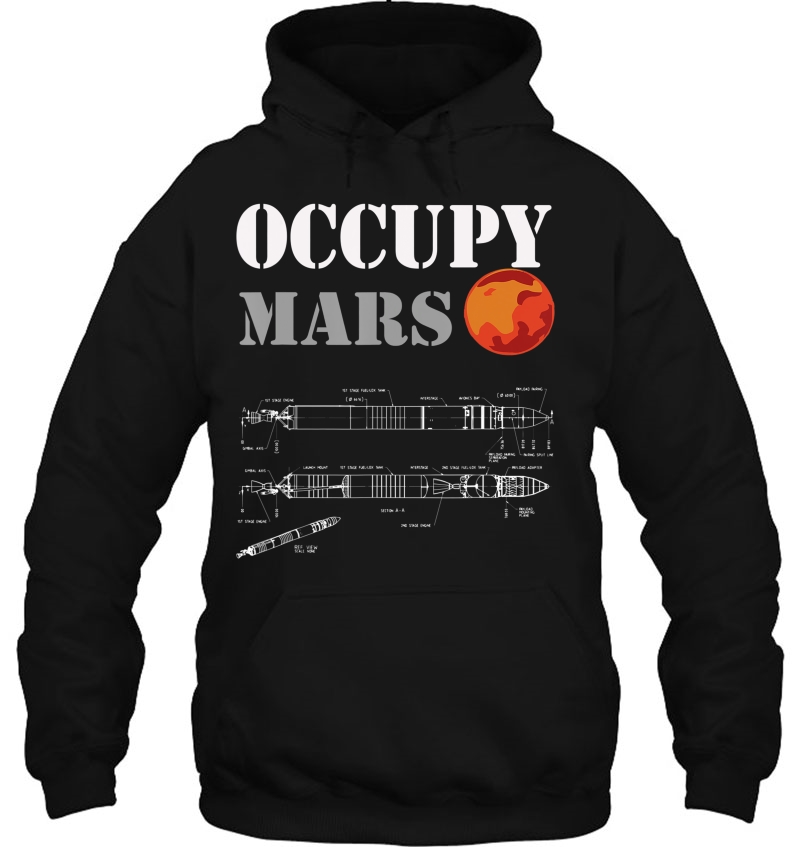 Occupy Mars - Rocket Blueprint Mans Woman's Kids Tshirt Mugs