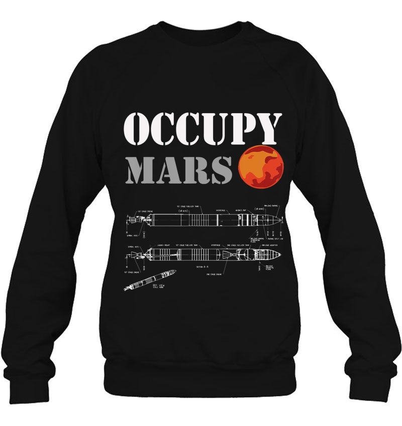 Occupy Mars - Rocket Blueprint Mans Woman's Kids Tshirt Mugs