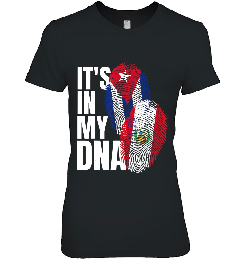 Peruvian And Cuban Mix Dna Heritage Flag Gift Ladies Tee