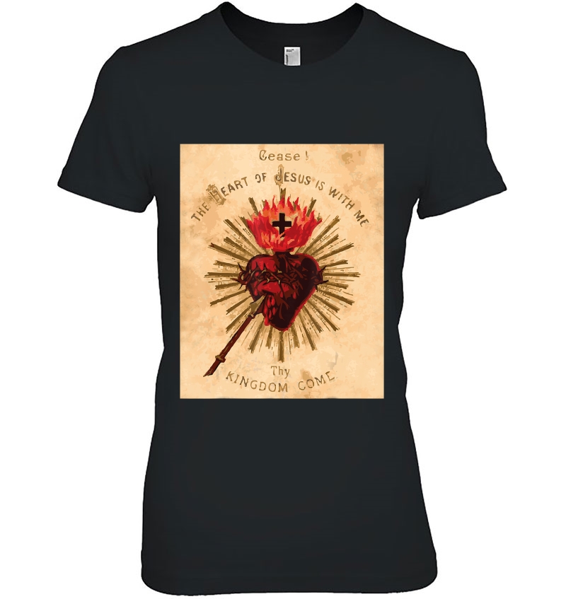 Vintage Sacred Heart Of Jesus Catholic Gifts Art Traditional Ladies Tee