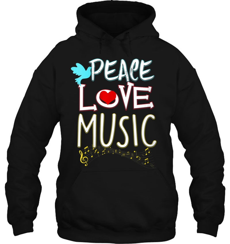 Womens Cute Peace Love Music Hippie Hipster Festival V-Neck Mugs