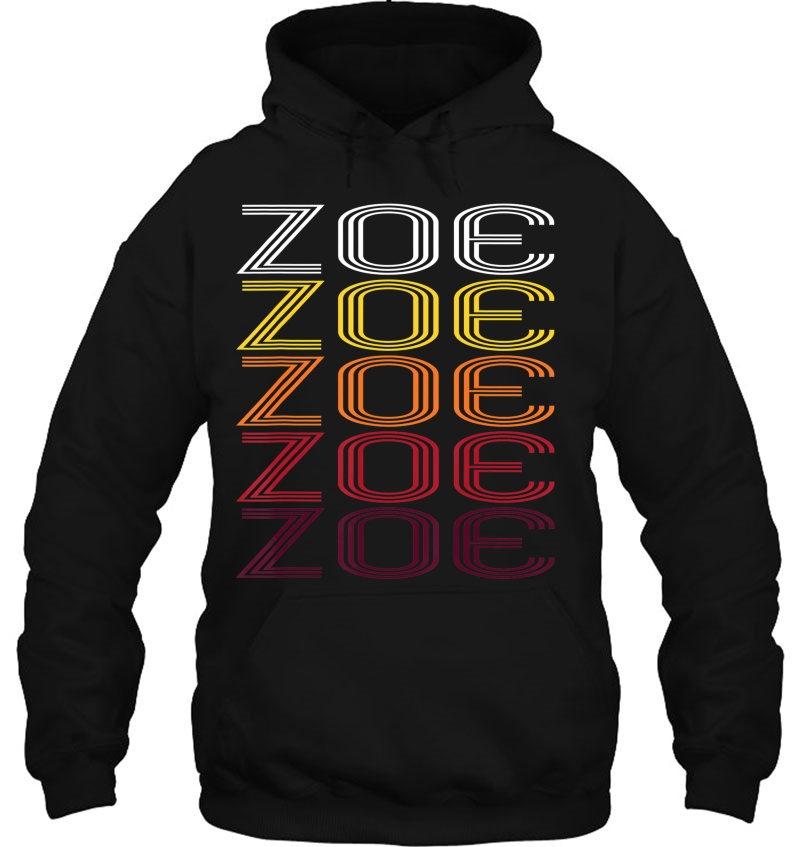Zoe Retro Wordmark Pattern - Vintage Style Hoodie