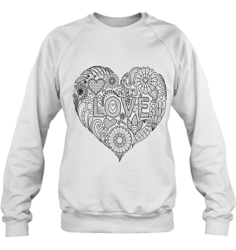 Coloring Book Style Heart Shape Self Coloring Sweatshirt