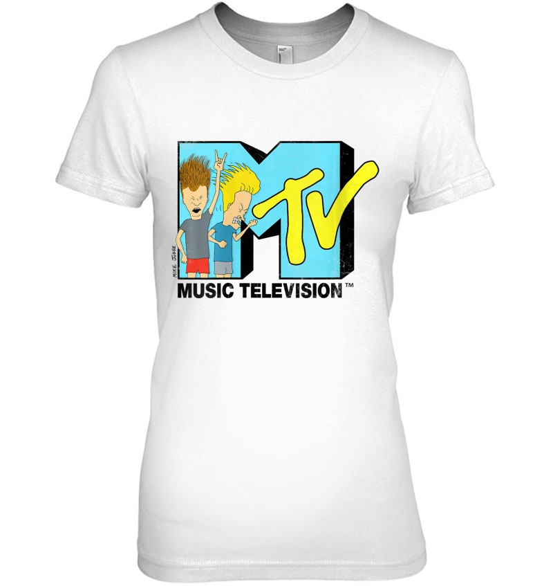 Womens Mtv Beavis And Butthead In Logo V-Neck Hoodie