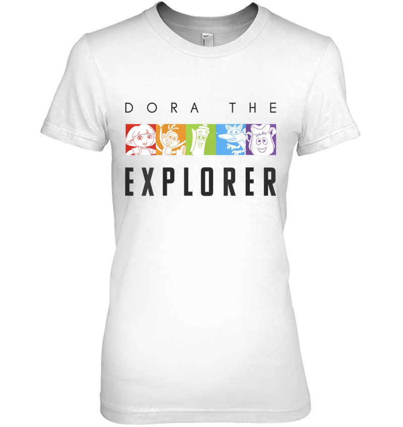 Womens Nickelodeon Dora The Explorer Rainbow Boxes V-Neck Hoodie