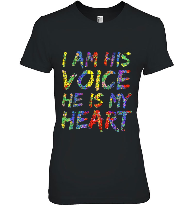 I Am His Voice He Is My Heart Colorful Puzzle Autism Awareness Hoodie