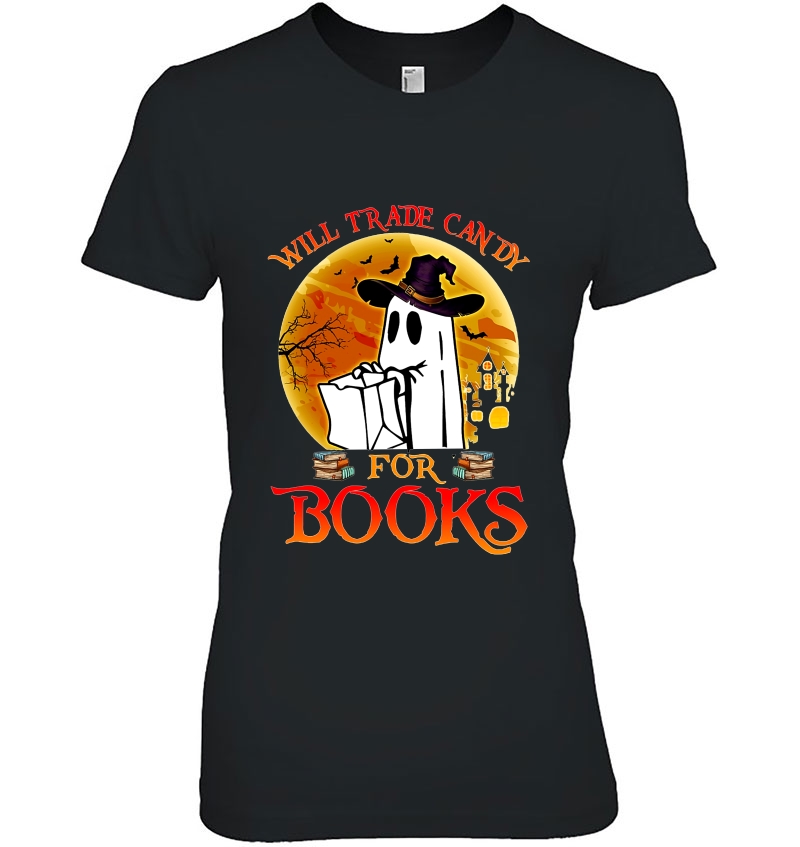 Will Trade Candy For Books Boo Ghost Halloween Hoodie