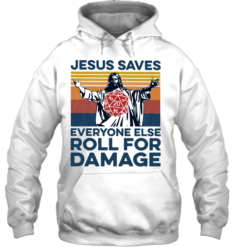 Jesus Saves Everyone Else Roll For Damage D20 Dice Vintage Version Mugs