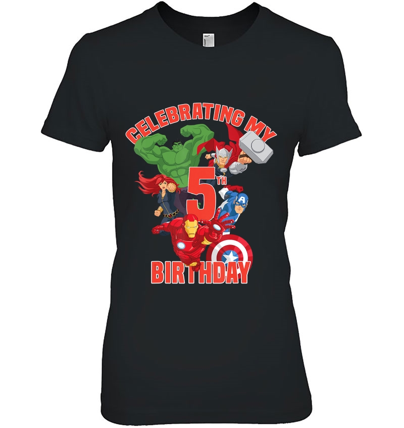 Marvel Avengers Celebrating My 5Th Birthday Ladies Tee