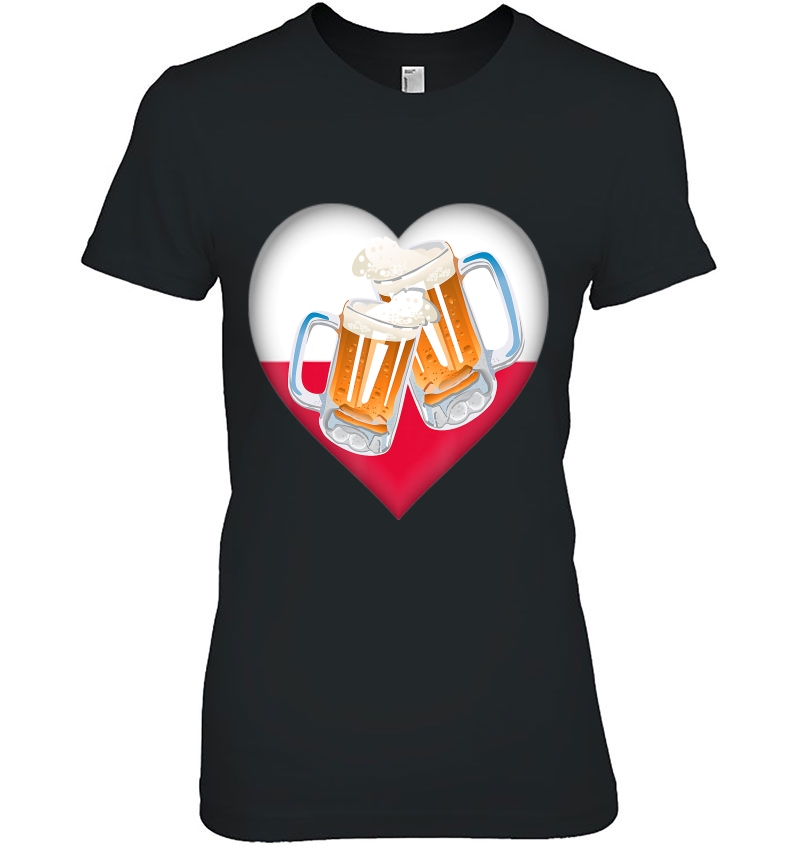 Polish Flag Beer Shirt Love Heart Drinking Men Dyngus Poland Ladies Tee