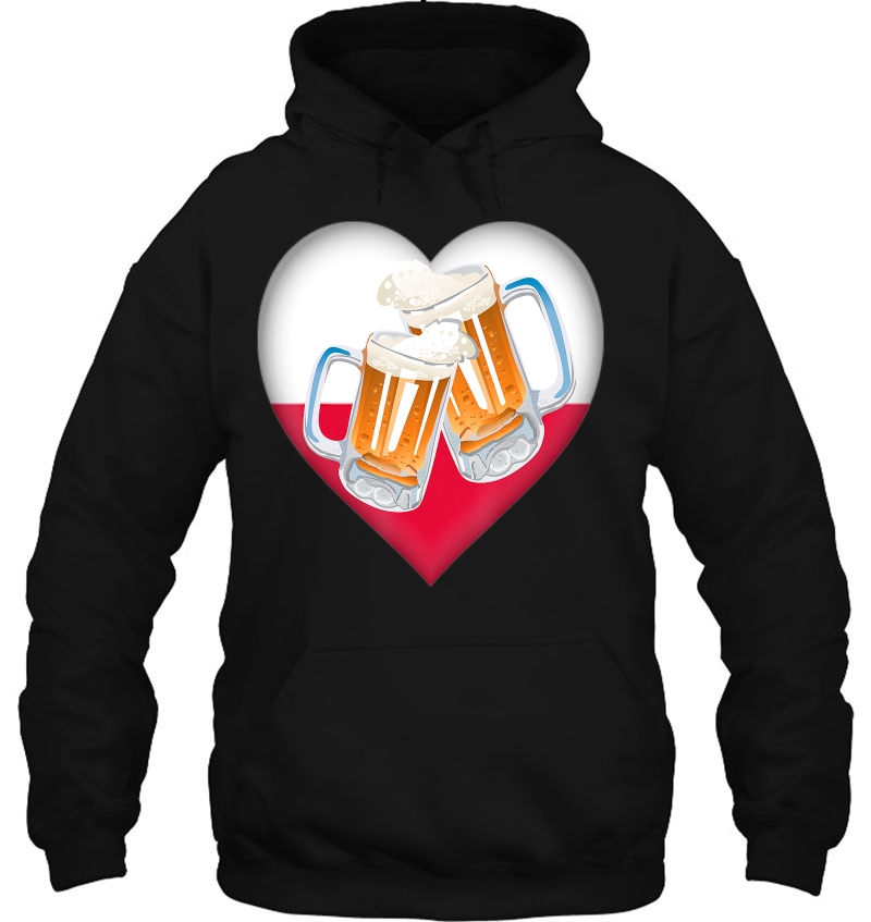 Polish Flag Beer Shirt Love Heart Drinking Men Dyngus Poland Hoodie