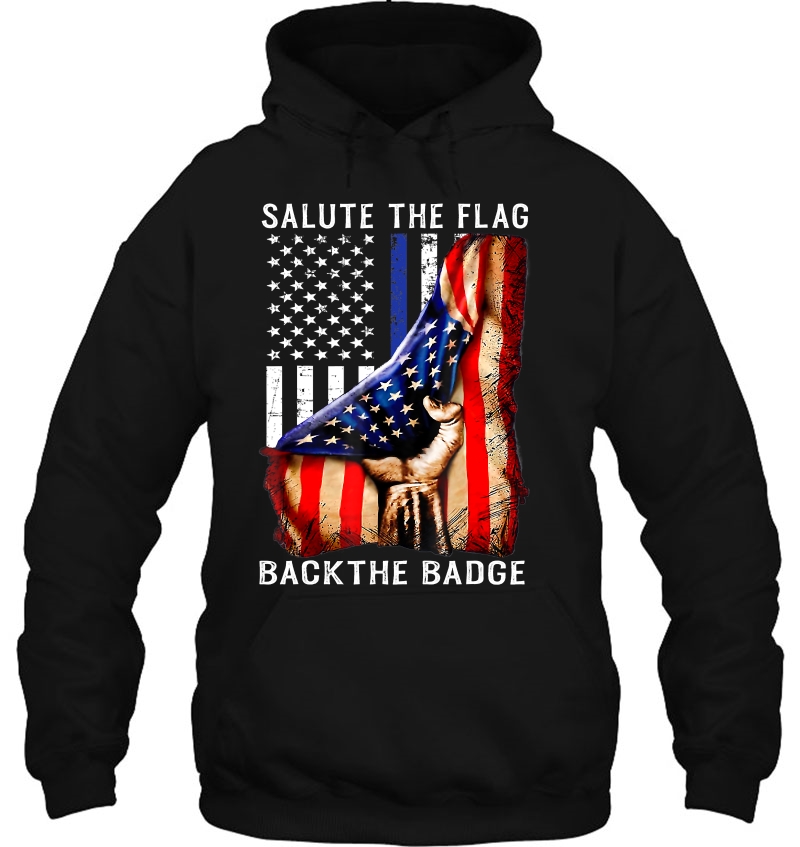 Salute The Flag Back The Badge Flag Police Hand Gift Mugs