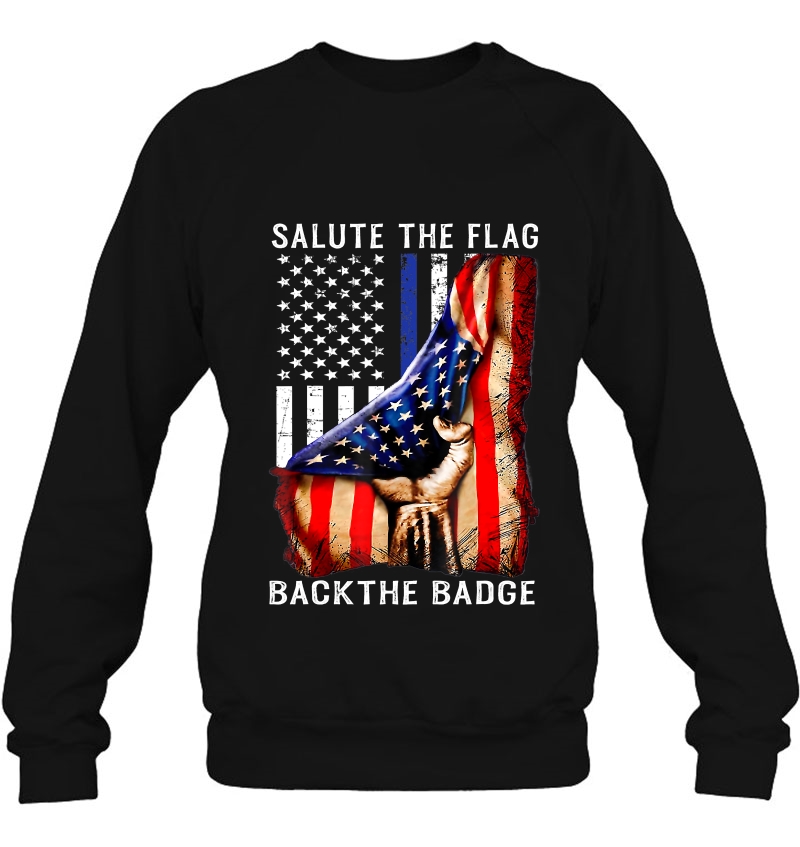 Salute The Flag Back The Badge Flag Police Hand Gift Mugs