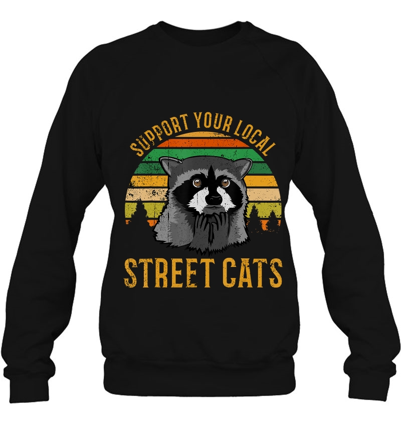 Support Your Local Street Cats Tshirt Raccoon Sunset Mugs