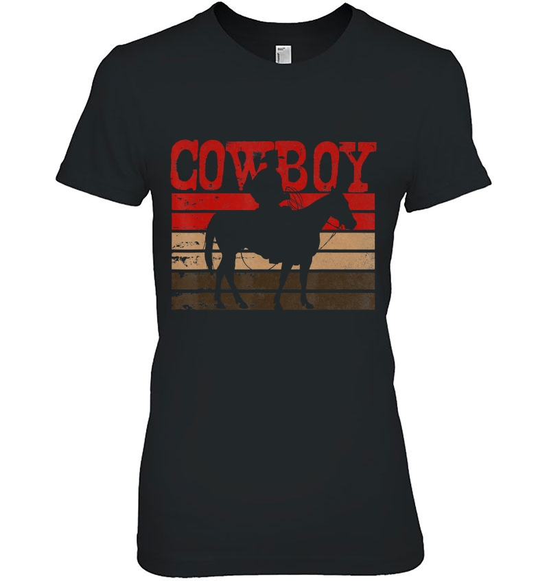 Vintage Western Bull Riding Cowboy Horse Rodeo Mens Boy Ladies Tee
