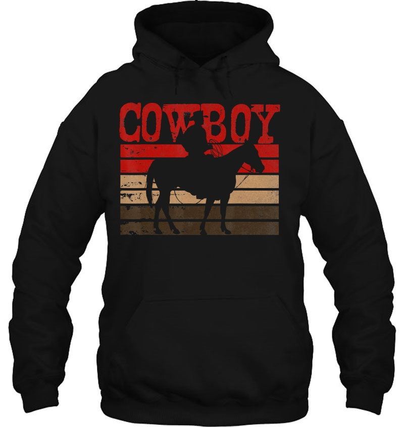 Vintage Western Bull Riding Cowboy Horse Rodeo Mens Boy Hoodie