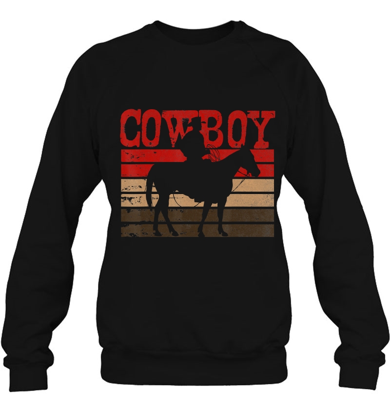 Vintage Western Bull Riding Cowboy Horse Rodeo Mens Boy Sweatshirt