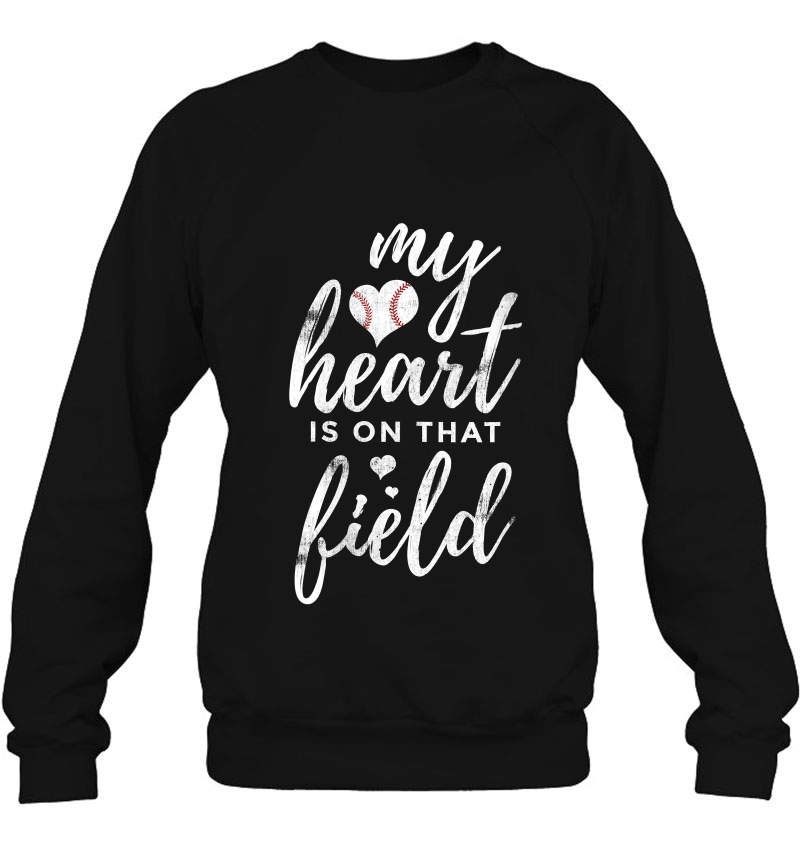 Womens Baseball Inspired My Heart On Field Parents Distressed Text Mugs