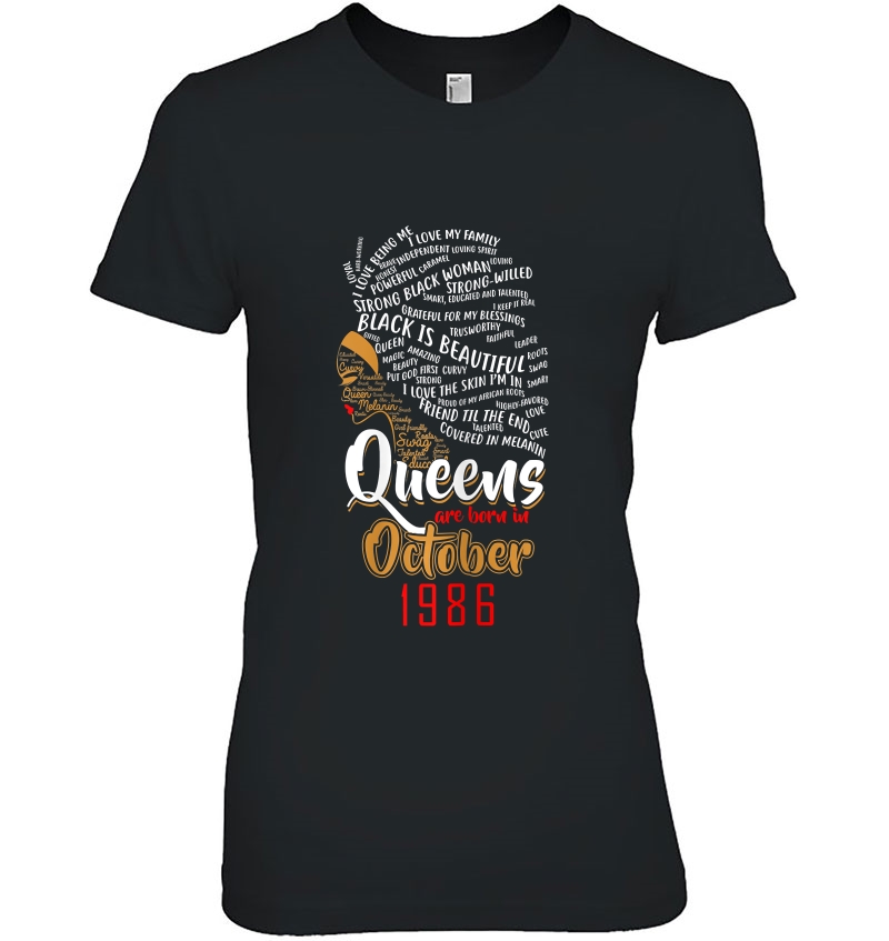 Womens Queens Are Born In October 1986 34Th Birthday Cute Gift Hoodie