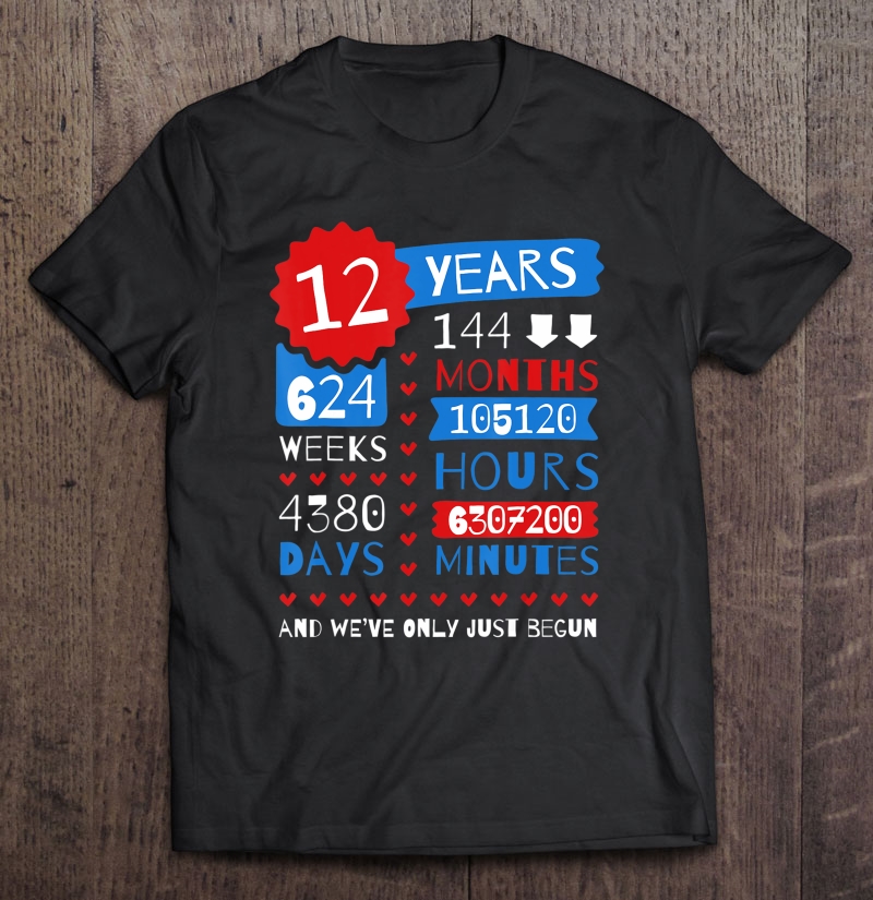 12 Years Silk Wedding Anniversary Tee Cute Gift For Couples Shirt