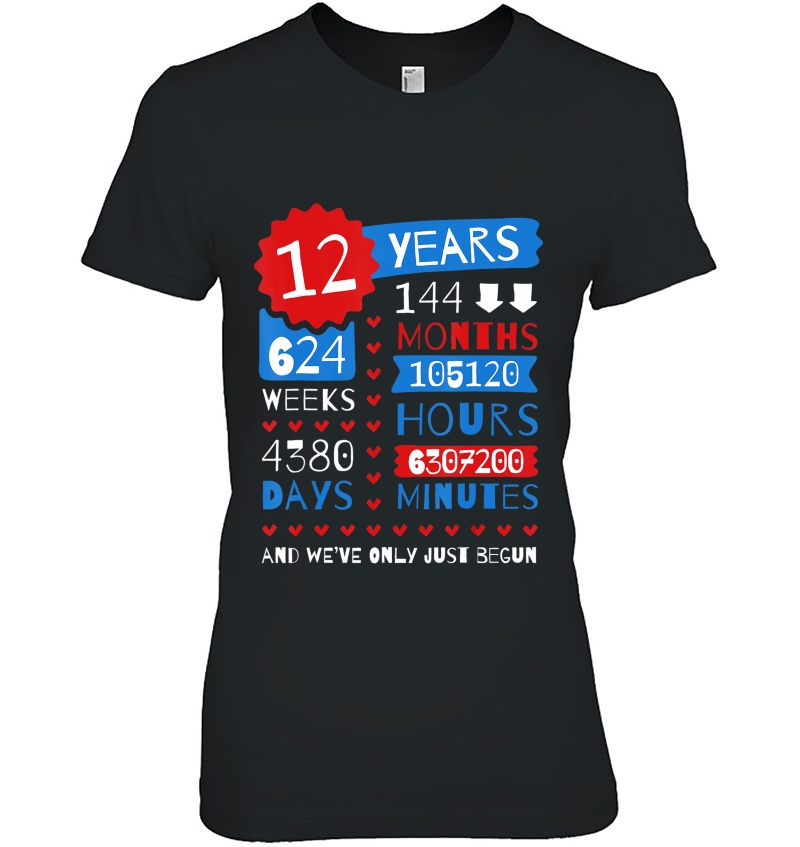 12 Years Silk Wedding Anniversary Tee Cute Gift For Couples Hoodie