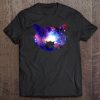 Crazy Cat Face Silhouette Space Galaxy Tee