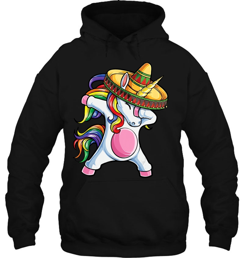 Dabbing Unicorn Cinco De Mayo Rainbow Sombrero Kids Hoodie