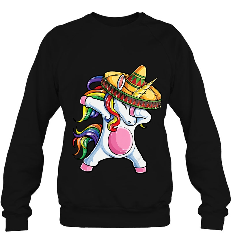 Dabbing Unicorn Cinco De Mayo Rainbow Sombrero Kids Sweatshirt