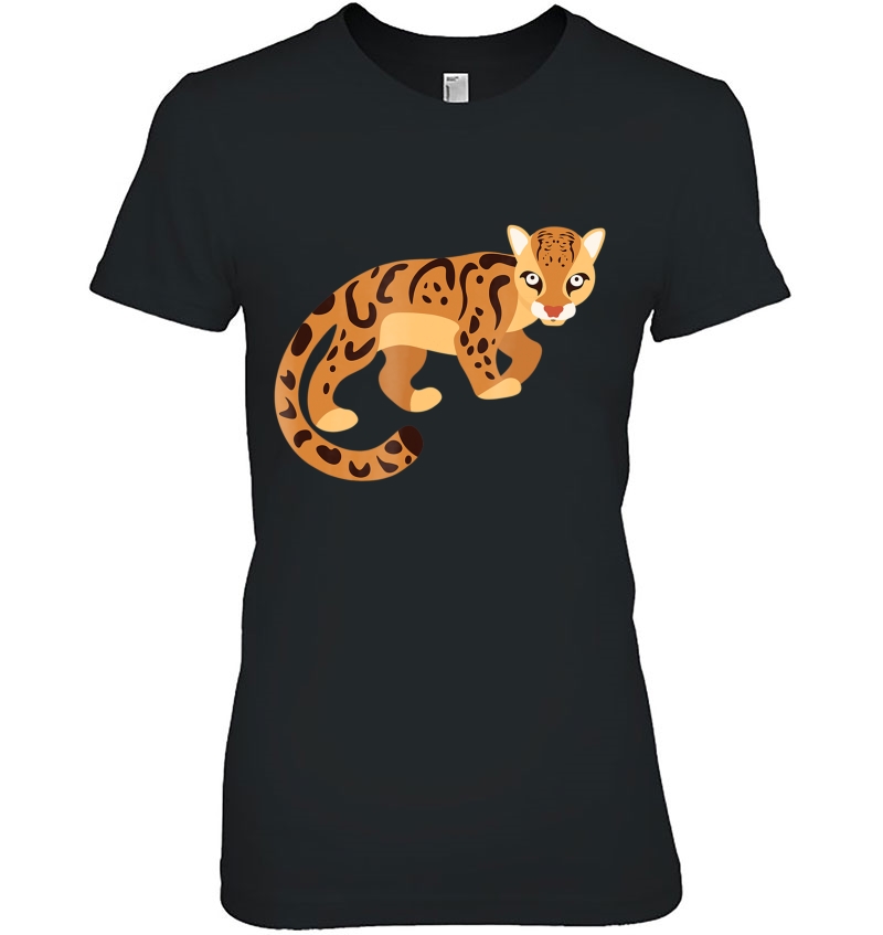 Ocelot Tshirt For Kids Cute Graphic Cartoon Ocelo Ladies Tee