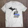 Police Thin Blue Line Michigan Usa Flag Map Shirt Tee