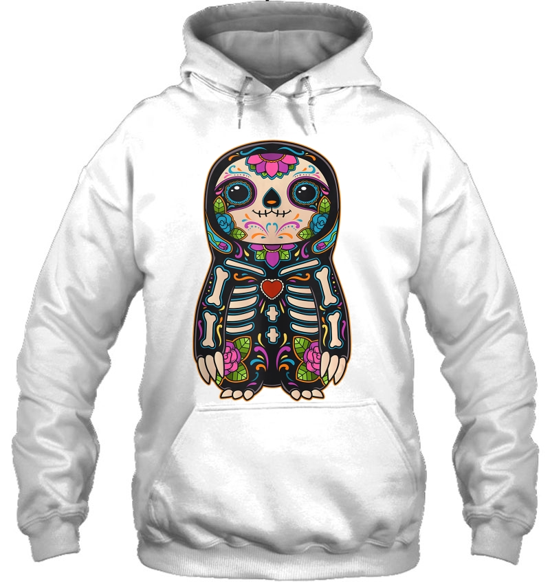 Sloth Sugar Skull Mexico Calavera Dia De Los Muertos Tank Top Hoodie
