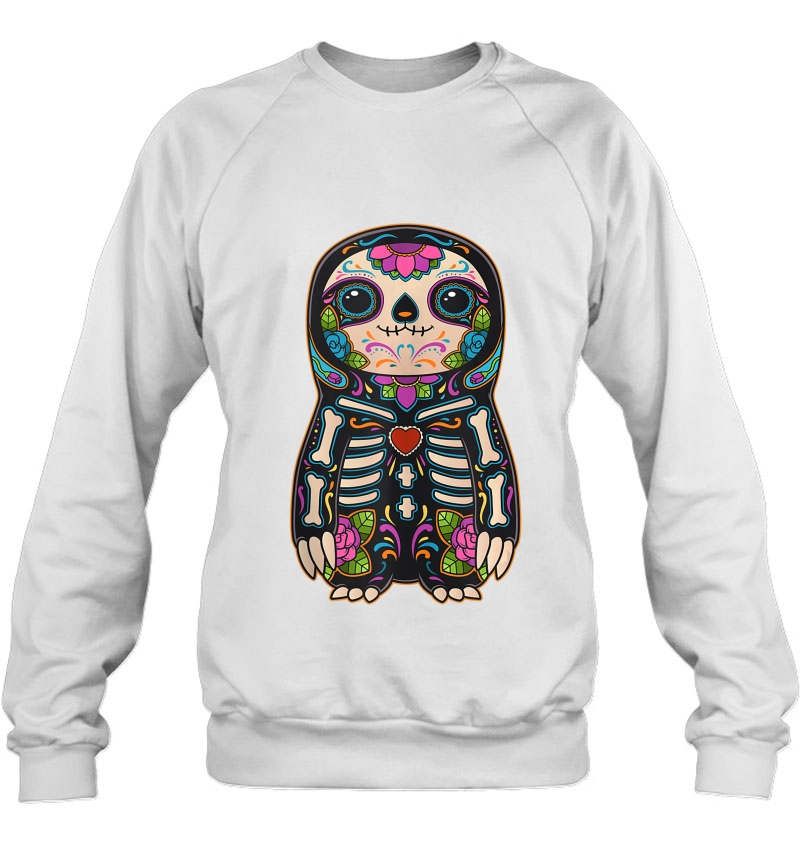 Sloth Sugar Skull Mexico Calavera Dia De Los Muertos Tank Top Sweatshirt