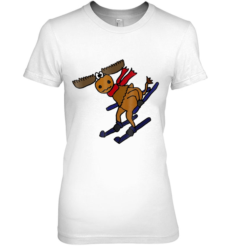 Smiletodaytees Funny Moose Snow Skiing Hoodie