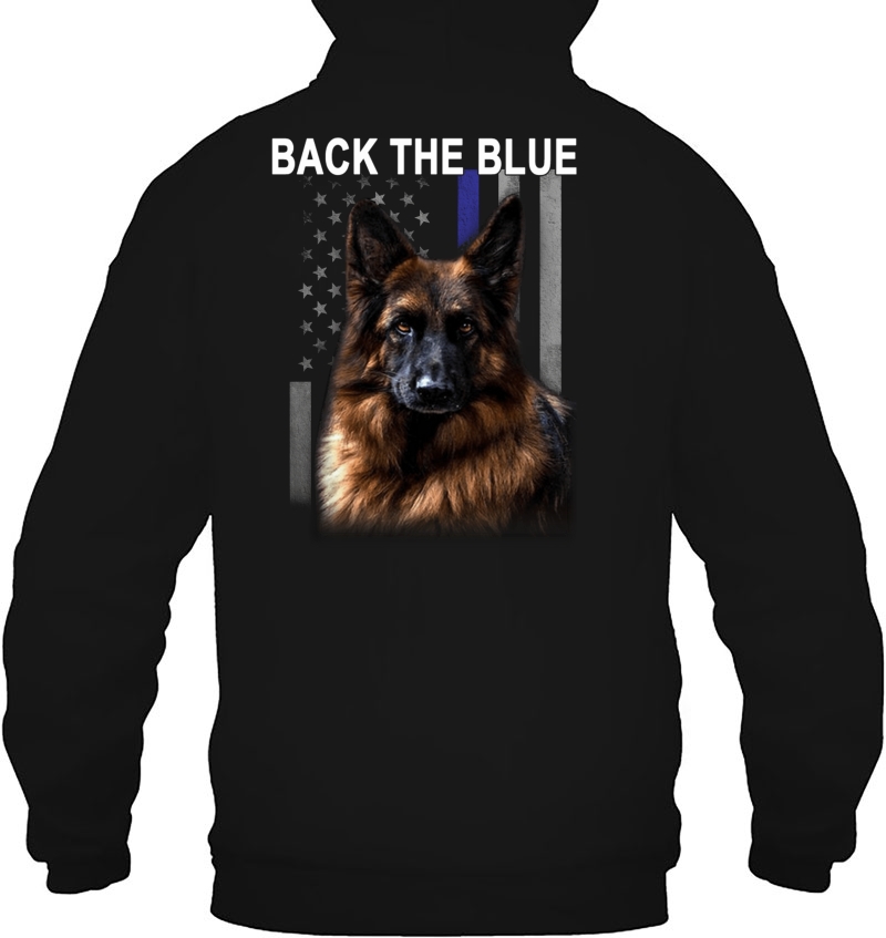 Back The Blue German Shepherd Police Dog Thin Blue Line American Flag Hoodie