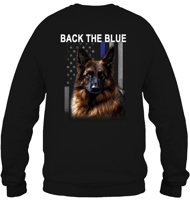 Back The Blue German Shepherd Police Dog Thin Blue Line American Flag Sweatshirt