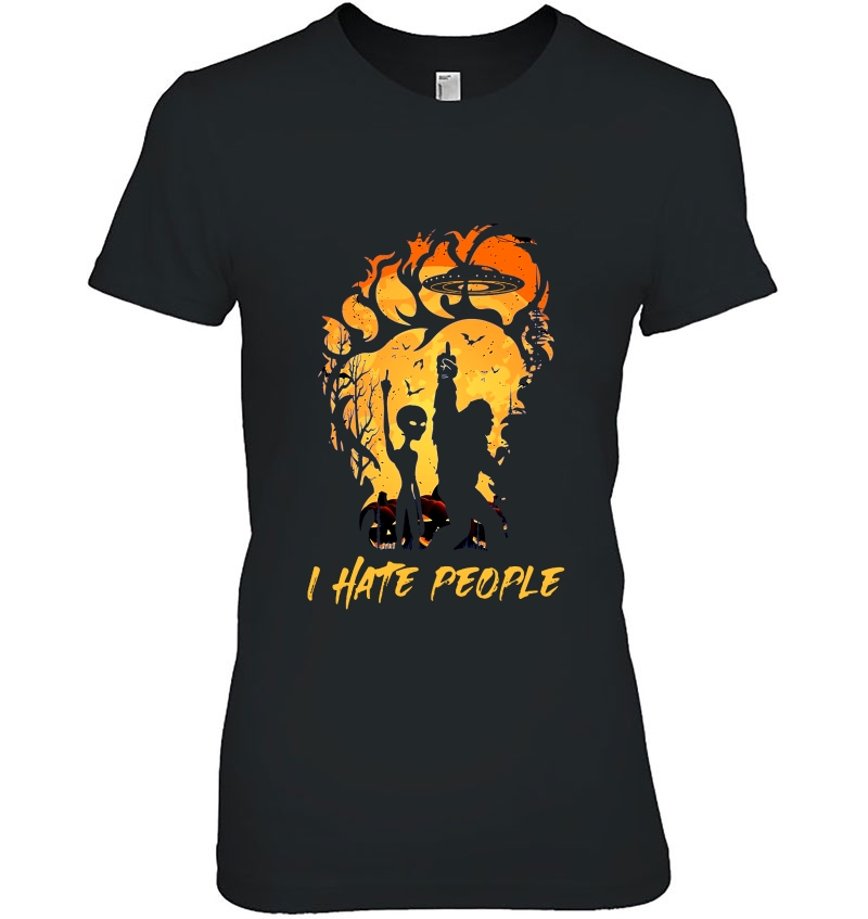 I Hate People Footprint Bigfoot And Alien Hoodie