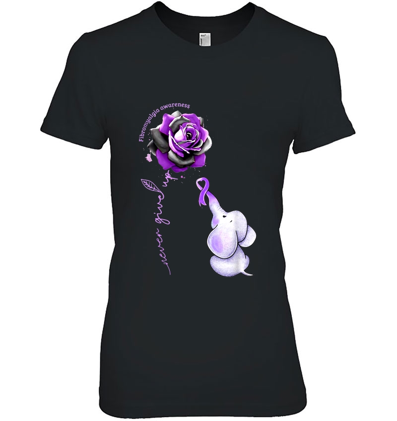 Fibromyalgia Awareness Never Giver Up Purple Rose Baby Elephant Version Hoodie