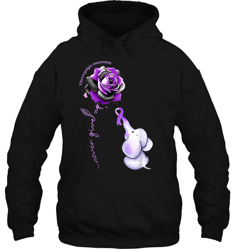 Fibromyalgia Awareness Never Giver Up Purple Rose Baby Elephant Version Mugs