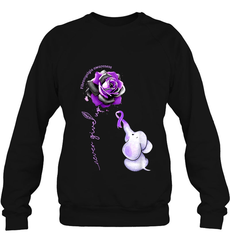 Fibromyalgia Awareness Never Giver Up Purple Rose Baby Elephant Version Mugs