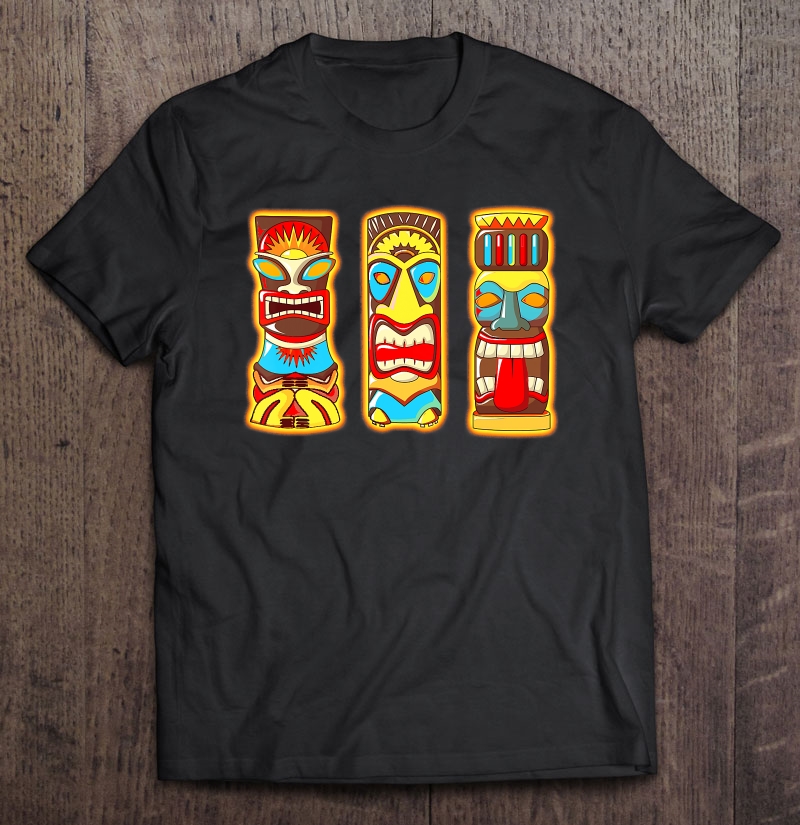 3 Tiki Gods Totems Idols Retro Tropical Polynesian Shirt