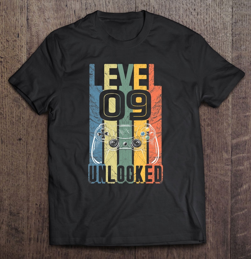 9Th Video Gamer Birthday Gift Level 9 Unlocked Shirt