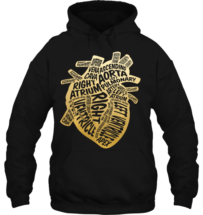 Anatomical Heart Cardiac Nurse Parts Of Heart Hoodie
