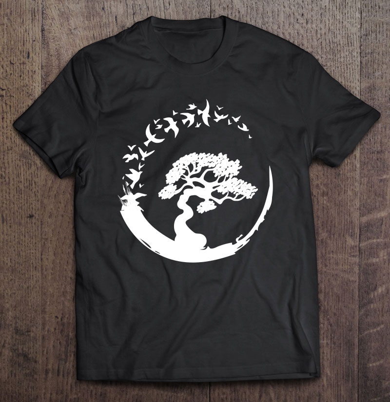 Bonsai Tree Japanese Enso Circle Birds Shirt