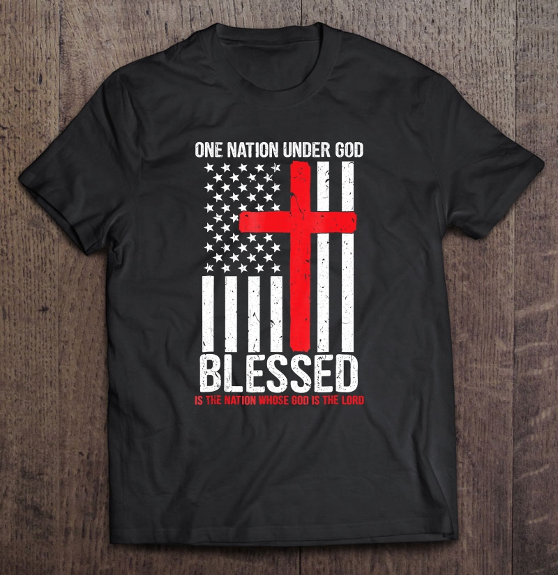 Christian One Nation Under God Blessed American Flag Shirt