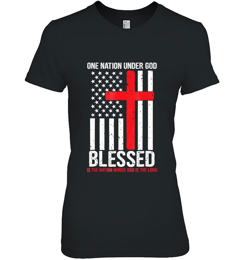 Christian One Nation Under God Blessed American Flag Hoodie