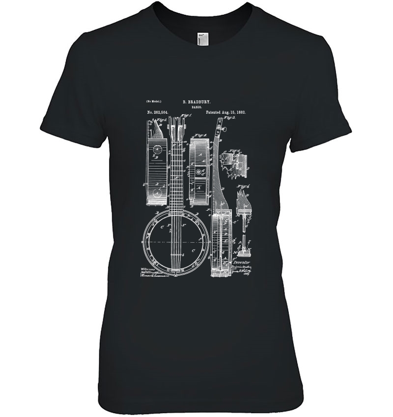 Classic Vintage Patent Print 1882 Banjo Ladies Tee