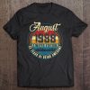 Distressed Retro August 1988 32Nd Birthday Gift 32 Years Old Tee