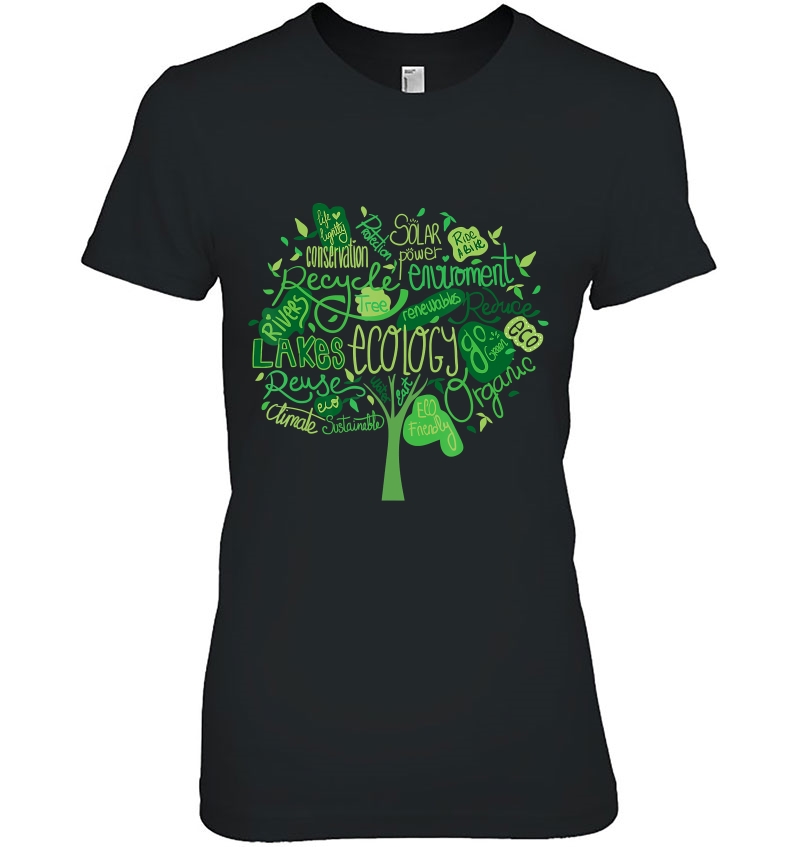 Ecology And Environmental With Green Tree Word Cloud Hoodie