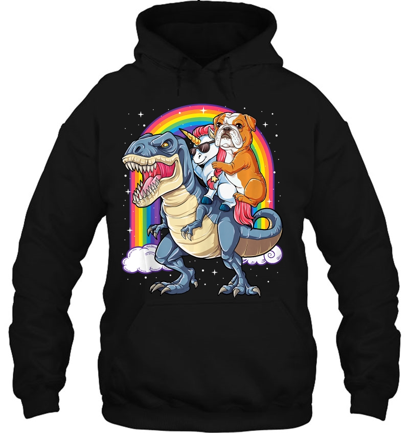 English Bulldog Unicorn Dinosaur T Rex Funny Rainbow Mugs