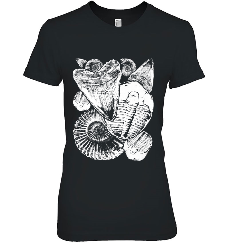 Fossil Hunter Tshirt, Ammonites, Trilobites, Megalodon Teeth Hoodie